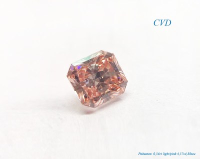 Синтетический CVD бриллиант 0,54ct, Радиант, Light Pink/VS2