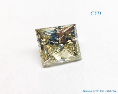 Синтетический CVD бриллиант 0,77ct, Princess (принцесса), L/SI1